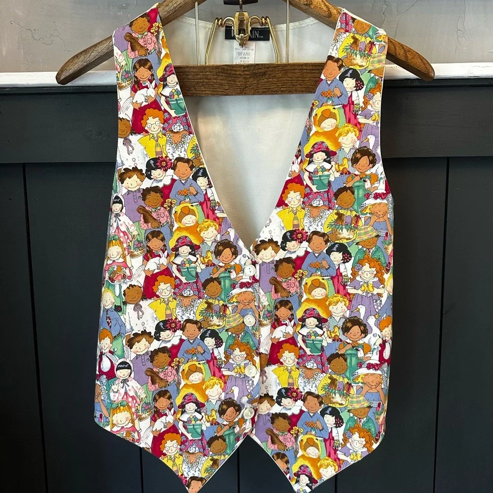 Vintage 1990s Novelty‎ Illustrated Children Print Vest size Medium